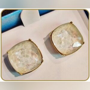 #Touchstone Crystal Squared Off Linen Stud Earrings #NWT #NIB